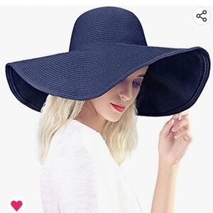 Elegant Navy Blue Wide Brim Hat